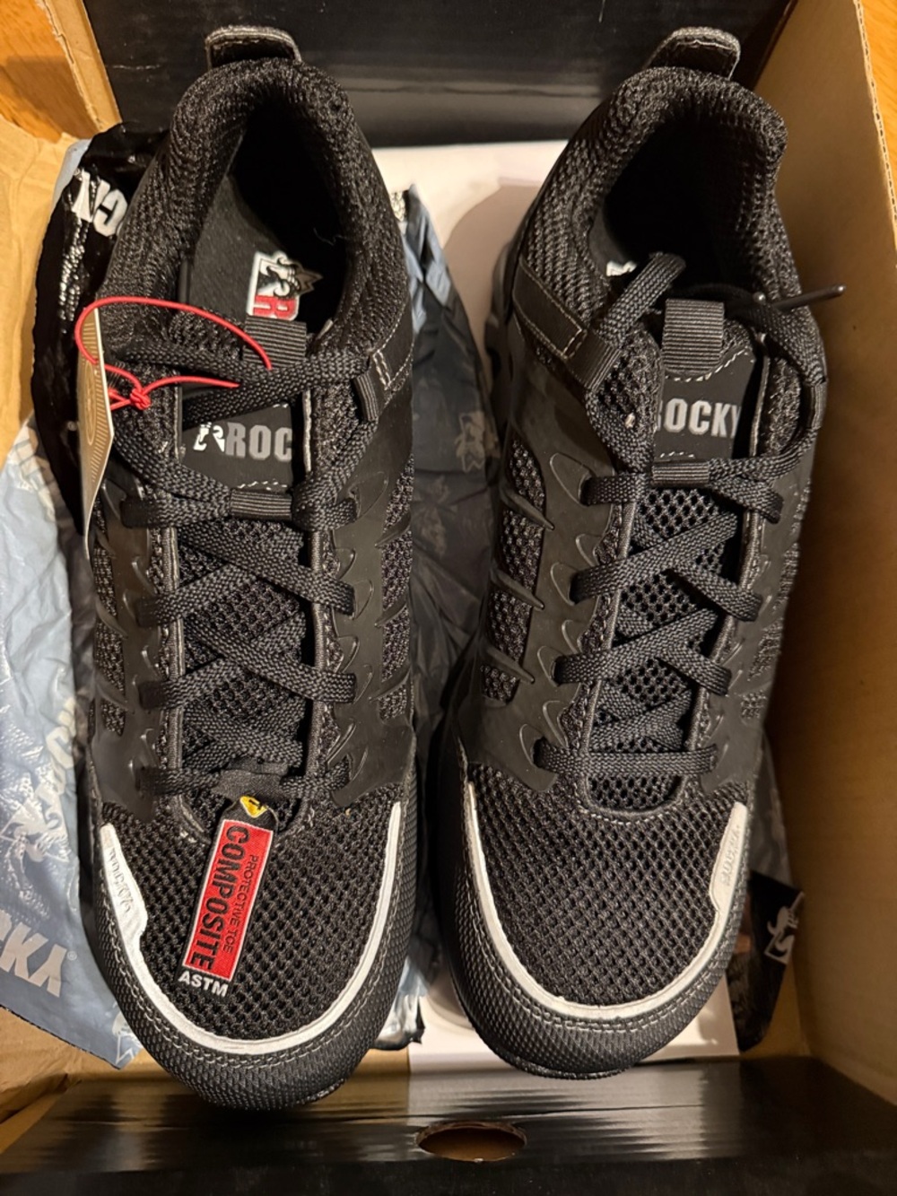 Rocky Men's Black Work Boots with Reflective Accents